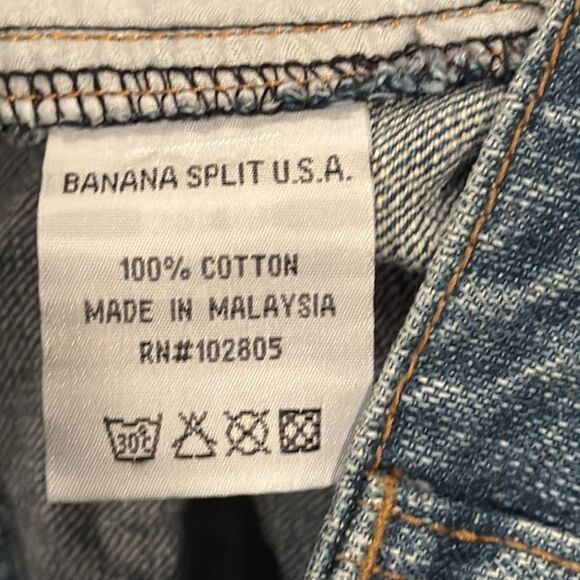 Banana Split USA  Micro Mini Button Fly  Skirt Denim Jean Size 26 Distressed - Picture 7 of 8